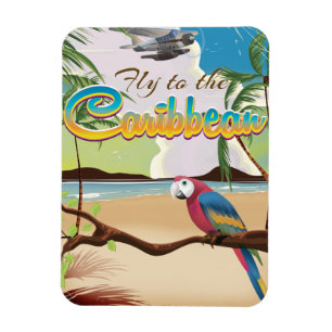 Caribbean Island Vintage retro travel poster Magnet