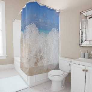Caribbean Island Wave Love 1 Shower Curtain