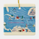 Caribbean Islands Illustrated Map  Ceramic Ornament<br><div class="desc">Great old nicely illustrated map of the Caribbean featuring the Islands and Venezuela.  It's a very old postcard image and we've repurposed it on a new postcard.</div>