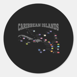 Caribbean Islands Map West Indies Flags Caribbean  Classic Round Sticker