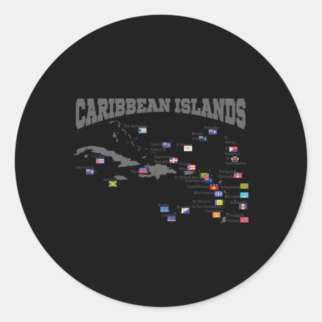 Caribbean Islands Map West Indies Flags Caribbean  Classic Round Sticker (Front)