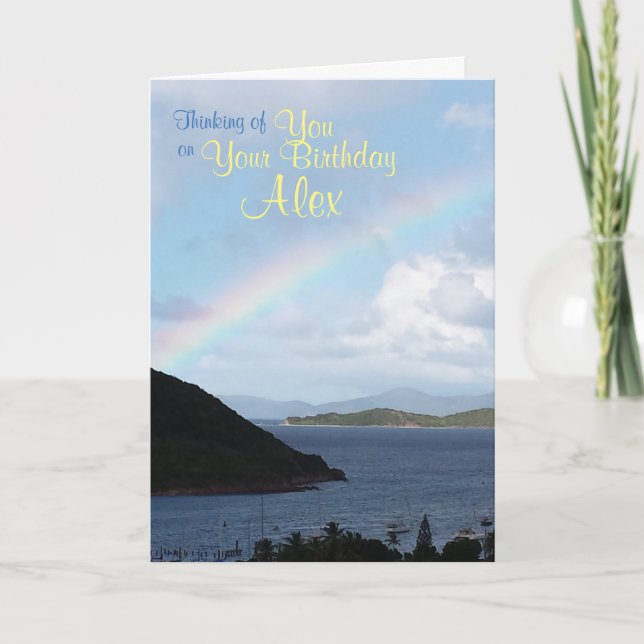Caribbean Islands with Rainbow Birthday Card (Front)