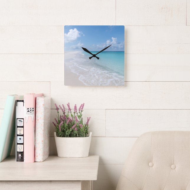 Caribbean Isle Dream 1 Square Wall Clock (Reading Room)