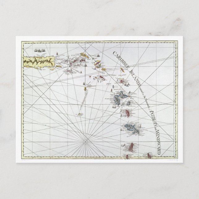 CARIBBEAN: MAP, 1775 POSTCARD (Front)