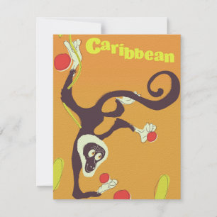 Caribbean Monkey Vintage style travel poster