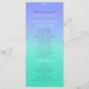 Caribbean Ocean Pastel Ombre Wedding Program Programme