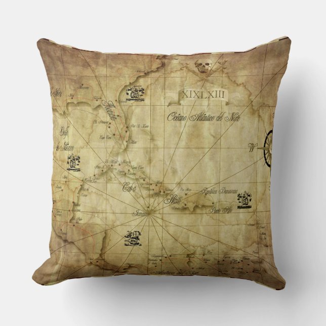 Caribbean - old map cushion (Front)