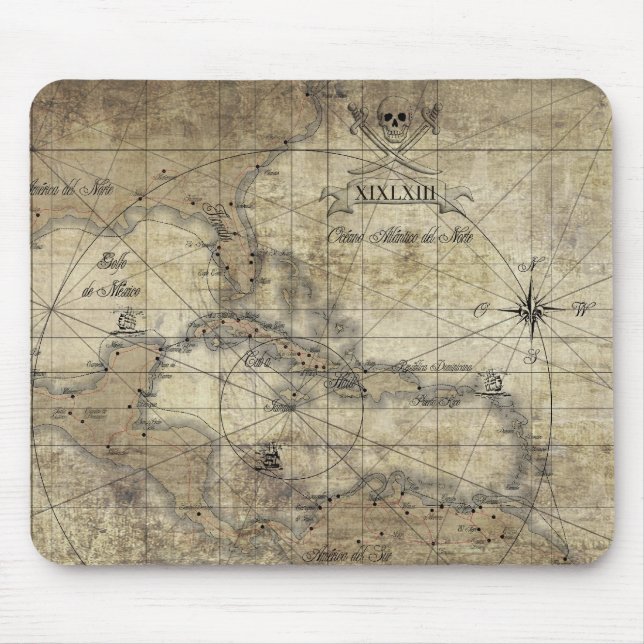 Caribbean - old map mouse mat (Front)