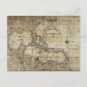 Caribbean - old map postcard