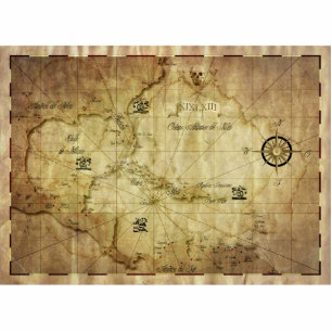 Caribbean - old map standing photo sculpture