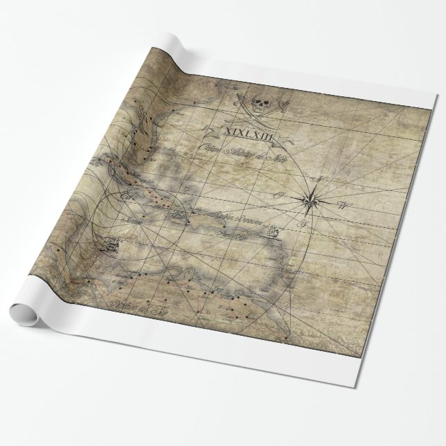 Caribbean - old map wrapping paper (Unrolled)