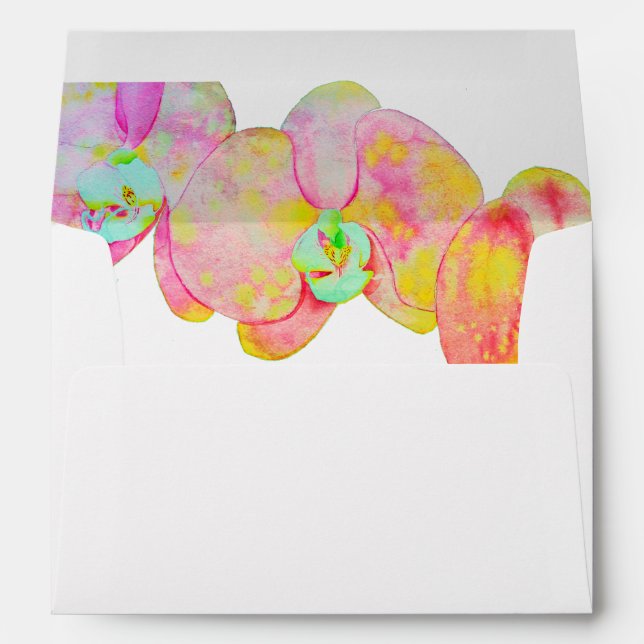 Caribbean orchids, tropical watercolor flowers envelopes (Back (Bottom))