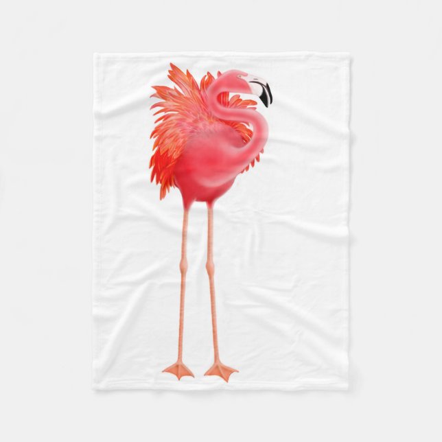 Caribbean Pink Flamingo Bird Fleece Blanket (Front)
