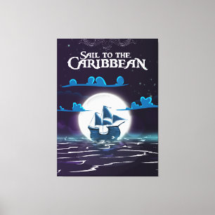 Caribbean Pirate Cartoon Travel print. Canvas Print