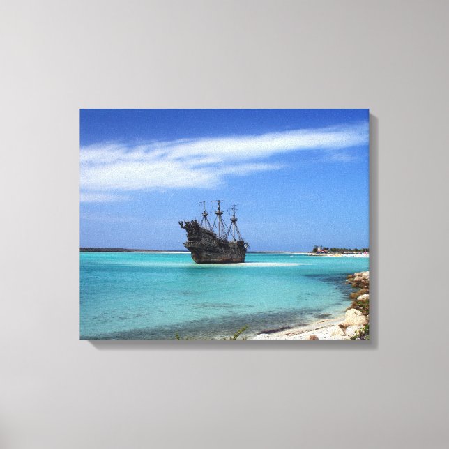 Caribbean Pirate Ship Canvas Print (Front)