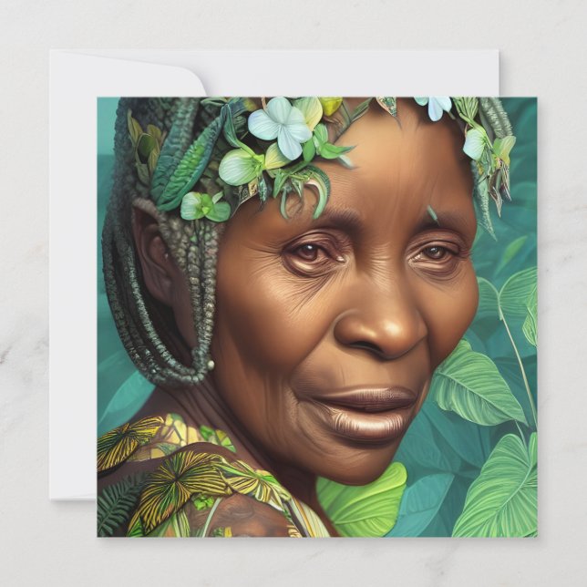 Caribbean Queen Black Woman Portrait Flat Greeting (Front)