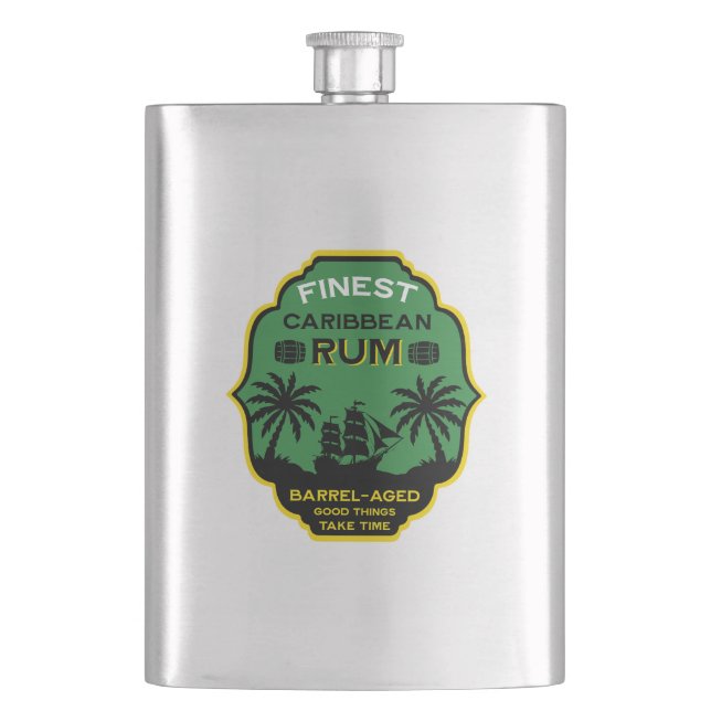 Caribbean Rum Gift Hip Flask (Front)