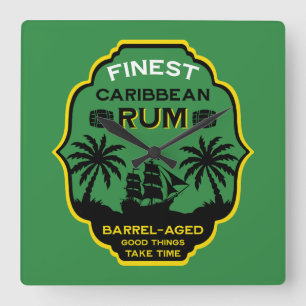Caribbean Rum Gift Square Wall Clock