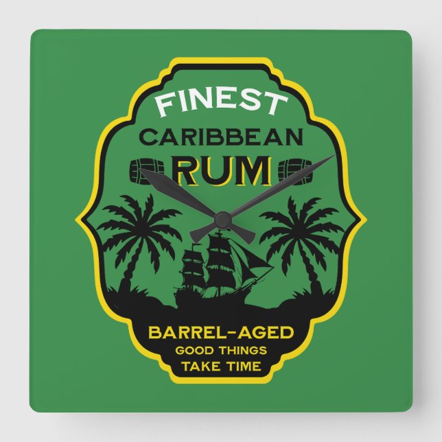 Caribbean Rum Gift Square Wall Clock (Front)