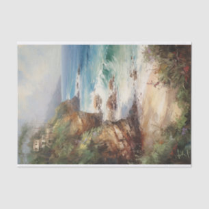 Caribbean Rustic Ocean Coastal Painting Decoupage Tissue Paper