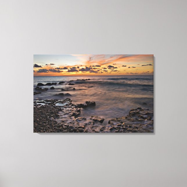 Caribbean Sea, Cayman Islands. Crashing waves 2 Canvas Print (Front)