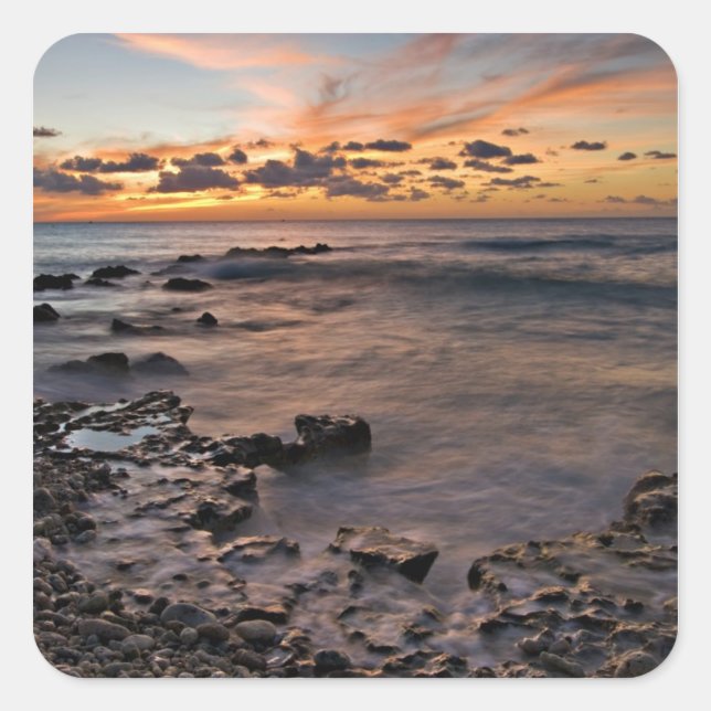 Caribbean Sea, Cayman Islands. Crashing waves 2 Square Sticker (Front)