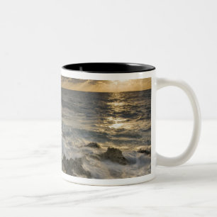 Caribbean Sea, Cayman Islands.  Crashing waves 2 Two-Tone Coffee Mug