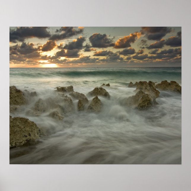 Caribbean Sea, Cayman Islands.  Crashing waves 3 Poster (Front)