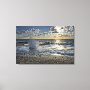 Caribbean Sea, Cayman Islands. Crashing waves Canvas Print