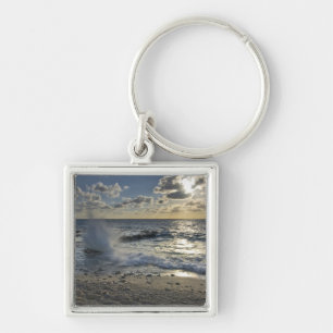 Caribbean Sea, Cayman Islands. Crashing waves Key Ring