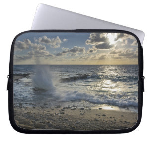 Caribbean Sea, Cayman Islands. Crashing waves Laptop Sleeve