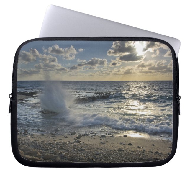 Caribbean Sea, Cayman Islands.  Crashing waves Laptop Sleeve (Front)