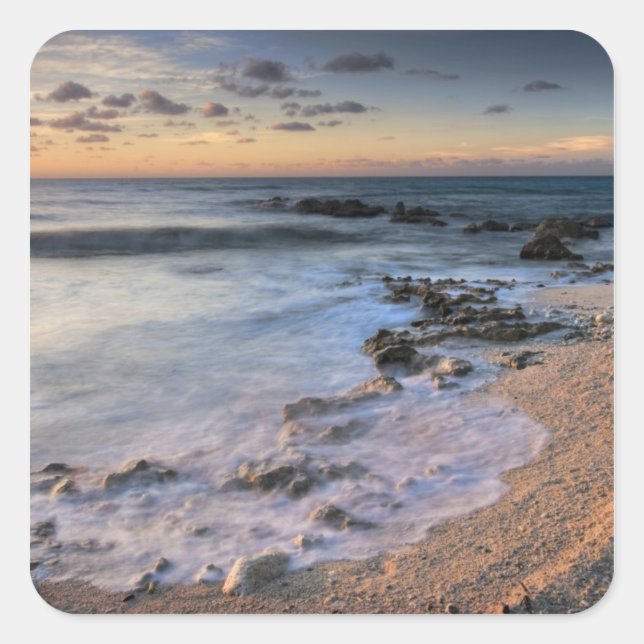 Caribbean Sea, Cayman Islands. Crashing waves Square Sticker (Front)