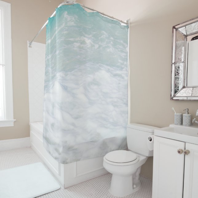 Caribbean Sea Foam Bliss #5 #ocean #wall #art Shower Curtain (In Situ)