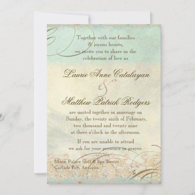 Caribbean Sea Turtle Modern Coastal Ocean Beach Invitation (Front)