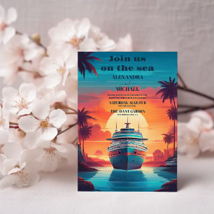 Caribbean seaside shore scenic tropics wedding invitation