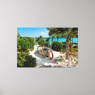 Caribbean Shipwreck and Ocean Canvas Print