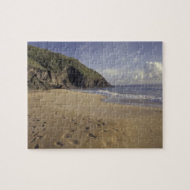 Caribbean, St. Kitts. Footprints on Atlantic Jigsaw Puzzle (Horizontal)
