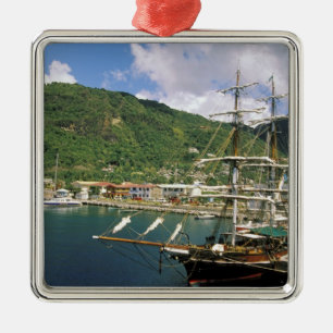 Caribbean, St. Lucia, Soufriere. Boats in Metal Tree Decoration
