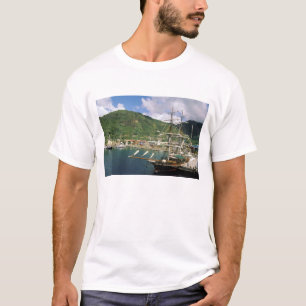 Caribbean, St. Lucia, Soufriere. Boats in T-Shirt