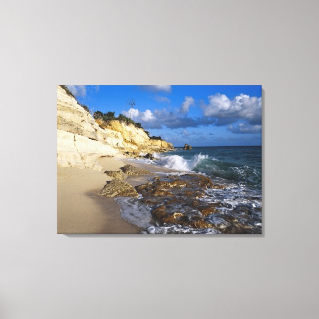 Caribbean, St. Martin, Cliffs at Cupecoy beach Canvas Print (Front)