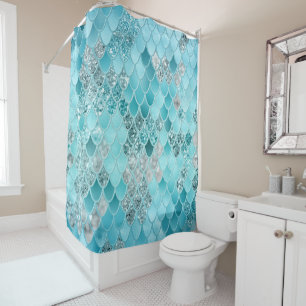 Caribbean Summer Mermaid Scales 1 Shower Curtain