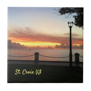 Caribbean Sunset Tropical Personalise Tile