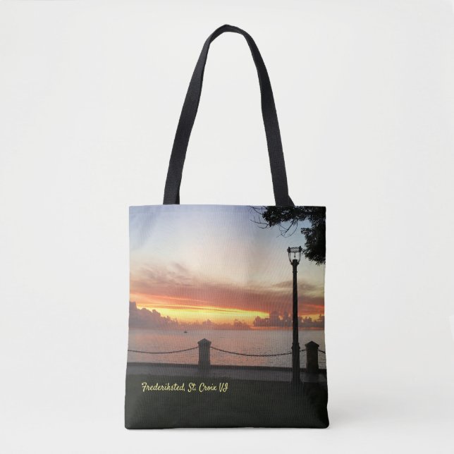 Caribbean Sunset Tropical Personalise Tote Bag (Front)