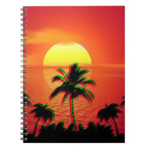 Caribbean Sunset Vaporwave Aesthetic Retro 80s 90s Notebook