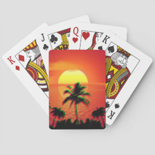 Caribbean Sunset Vaporwave Aesthetic Retro 80s 90s Playing Cards