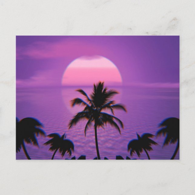Caribbean Sunset Vaporwave Aesthetic Retro 80s 90s Postcard (Front)