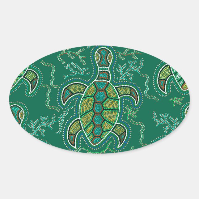 Caribbean Tortuga Oval Sticker (Front)