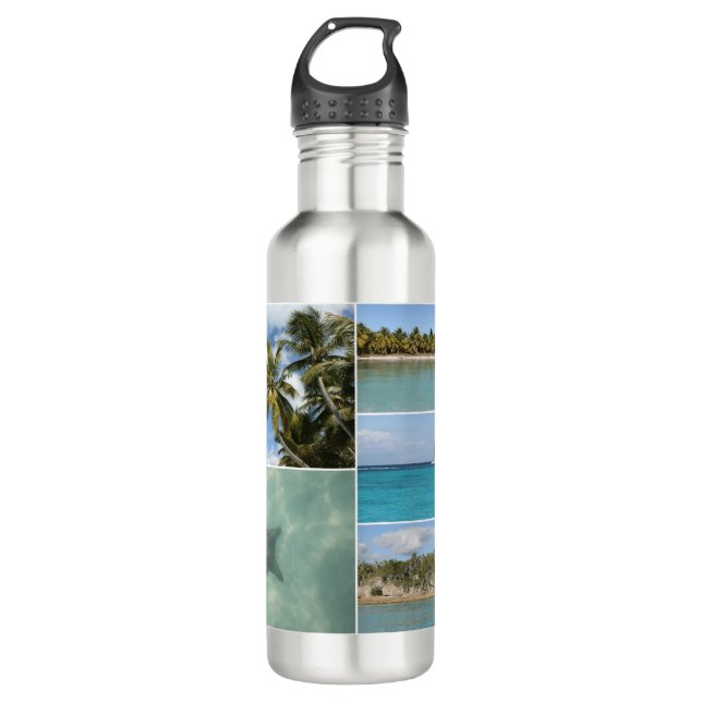 Caribbean Travel Vacation Photo Collage 710 Ml Water Bottle (Front)
