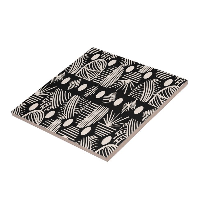 Caribbean Tribal Mudcloth: Black, White, Tile (Side)
